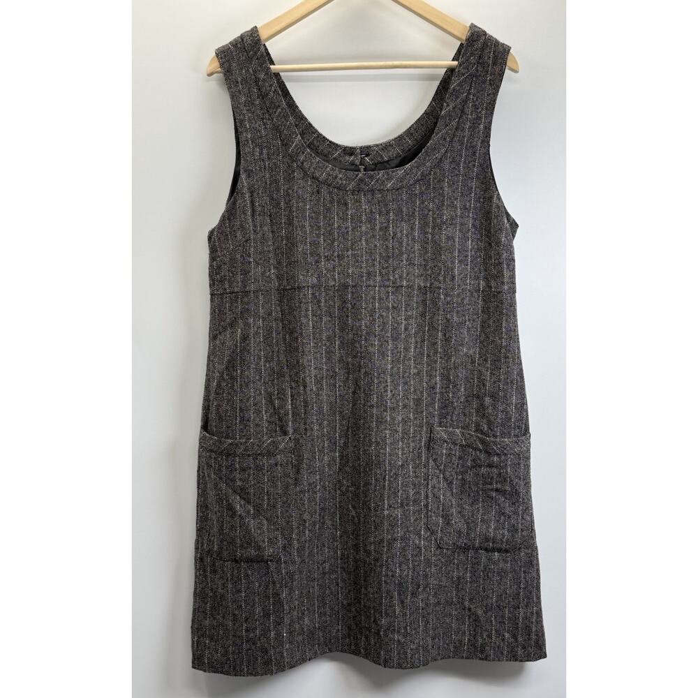 Old Navy Wool Blend Pinstripe Jumper Dress Women 14 Dark Academia Lagenlook